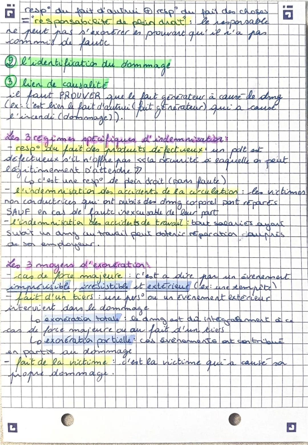 --- OCR Start ---
DROIT
Xes regimes de responsabilité chap 4
divile
resp civile contractuelle = le but est de réparer les dom
causes par l'i