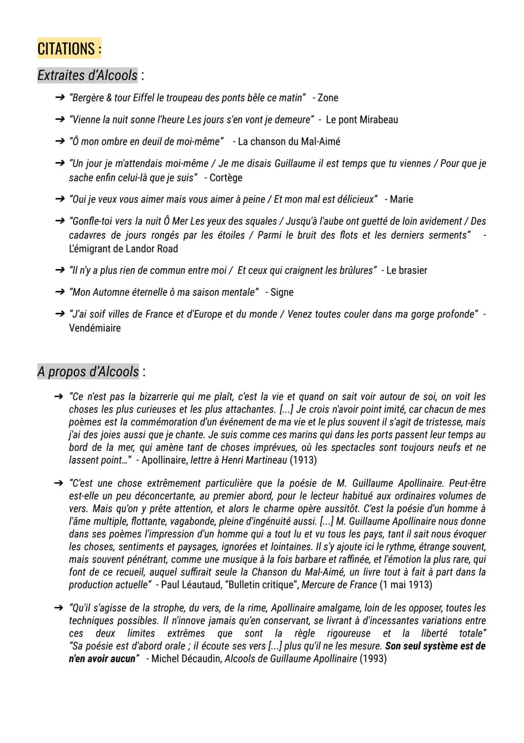 PRÉSENTATION :
Alcools, Guillaume Apollinaire
→ Nom complet : Alcools
→ Auteur : Guillaume Apollinaire (1880-1918)
→ Date de publication: av