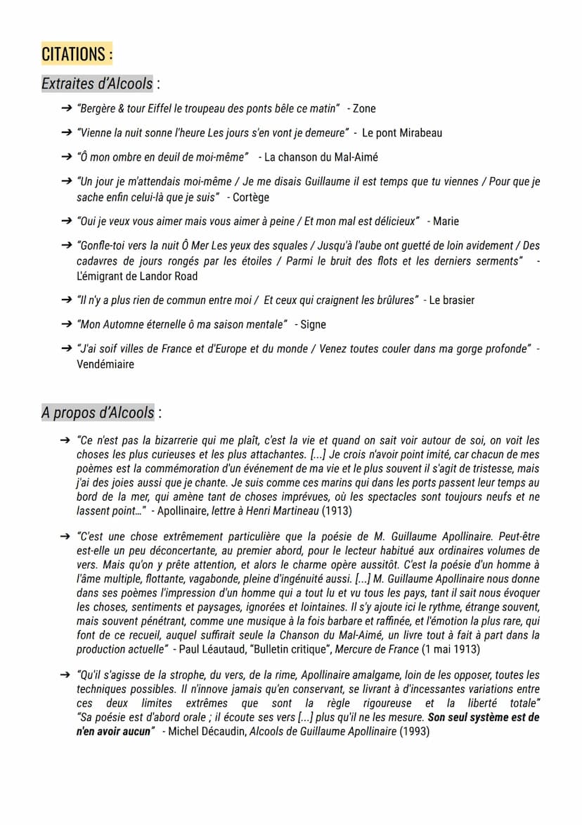 PRÉSENTATION :
Alcools, Guillaume Apollinaire
→ Nom complet : Alcools
→ Auteur : Guillaume Apollinaire (1880-1918)
→ Date de publication: av