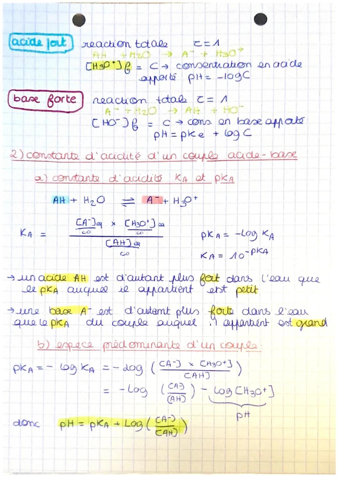# Forces des aciderata shases

1-la reaction d' un acide ou d'une base avec l'eau:

a) produit conique de l'eau Ke

autopictolyse de l'eau: 