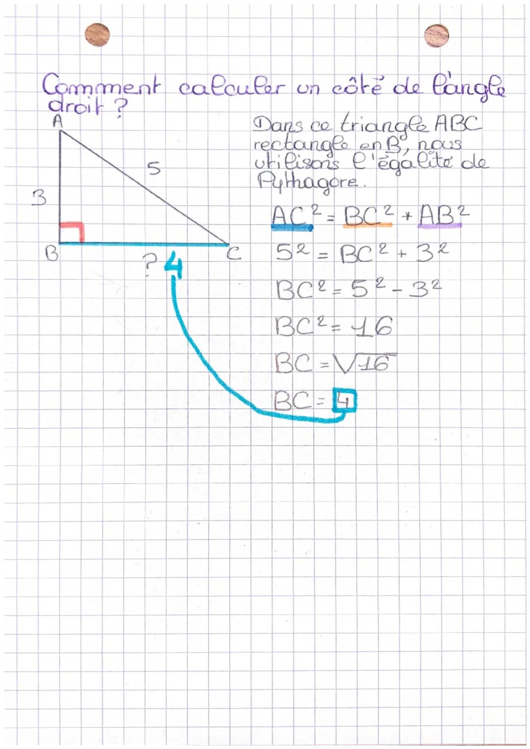 Mathématiques

thé
arèmo
de
B
Pythagore

Hypotenuse

Formule de base:
2
grand² = moyen² + perip &

A
C
Comment trouver l'hypotenuses?
3
A
C
