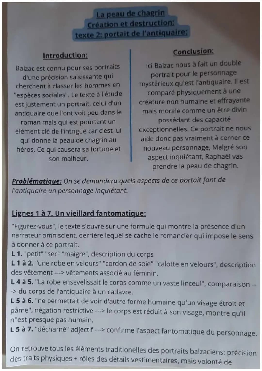 Études linéaires, texte 2 La peau de chagrin