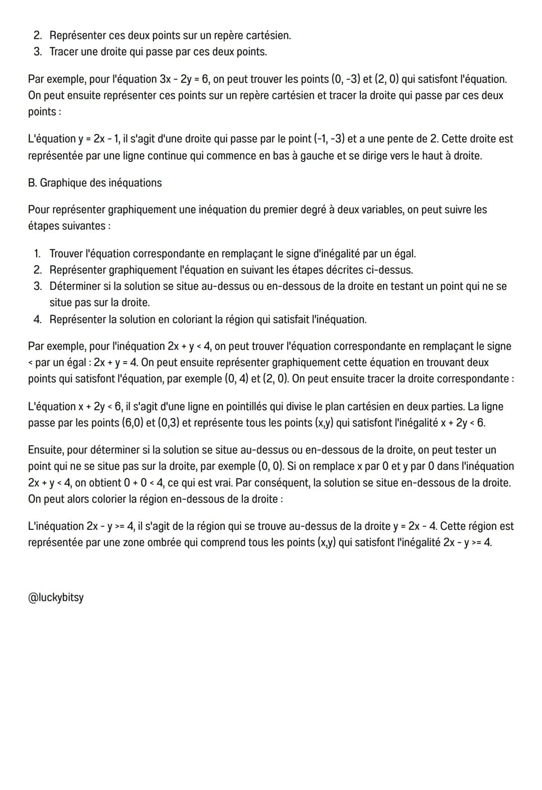 mathématiques
Les équations et les inéquations du premier degré (4eme)
Définition
Une équation est une expression mathématique qui établit l