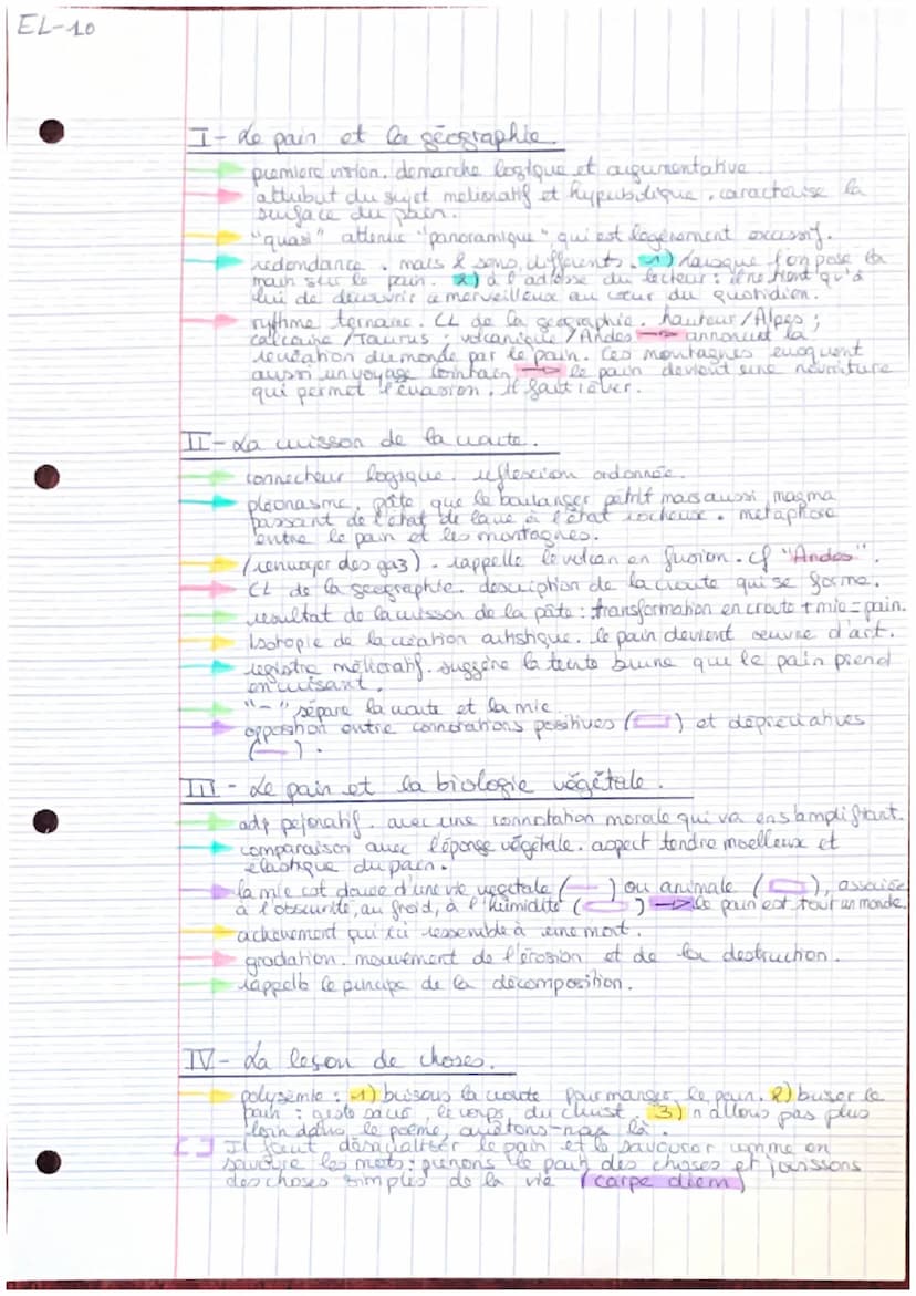 EL-10
Texte 10-Francis Ponge, Le parti pris des choses, « Le pain >>
La surface du pain est merveilleuse d'abord à cause de cette impression