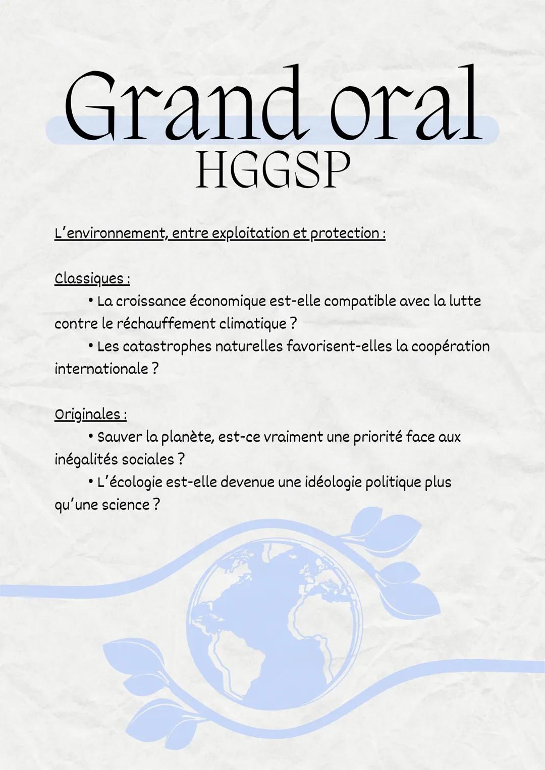 # Idées de questions pour le

# Grand oral

HGGSP # Grand oral

HGGSP

Histoire et mémoires:

Classiques:

• Comment les mémoires de la seco