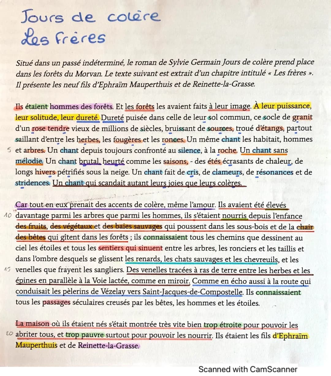 Jours de colère
Les frères
Situé dans un passé indéterminé, le roman de Sylvie Germain Jours de colère prend place
dans les forêts du Morvan