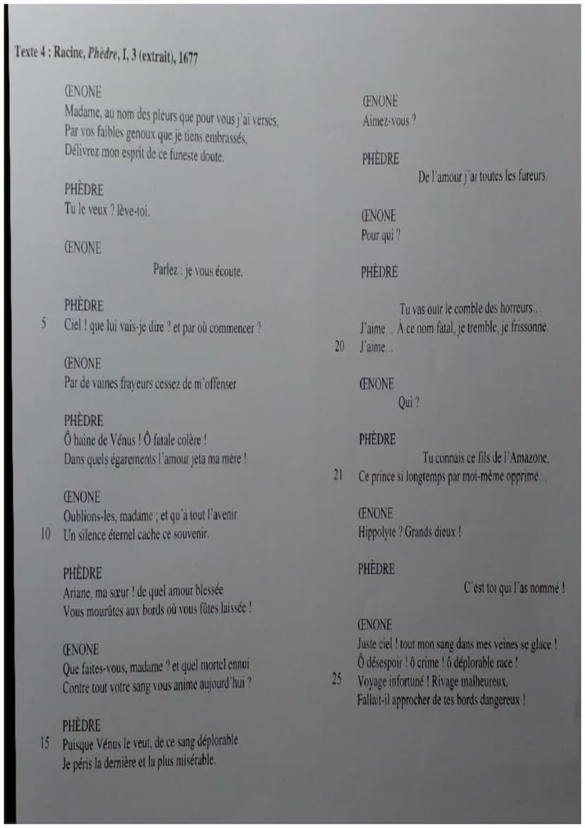 Texte
CENONE
Madame, au nom
des pleurs que pour
vous j'ai versés,
Par vos faibles
genoux que je tiens
embrassés,
Délivrez mon esprit
de ce f