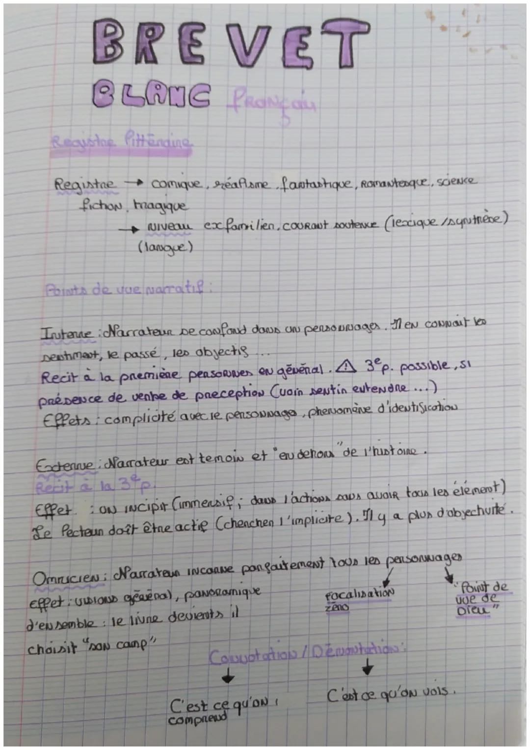 # BREVET

BLANC PRONG C

Registre Pittenaine

Registre comique, réalisme fantastique, Romantesque, science
fiction, tragique

Niveau exfamil