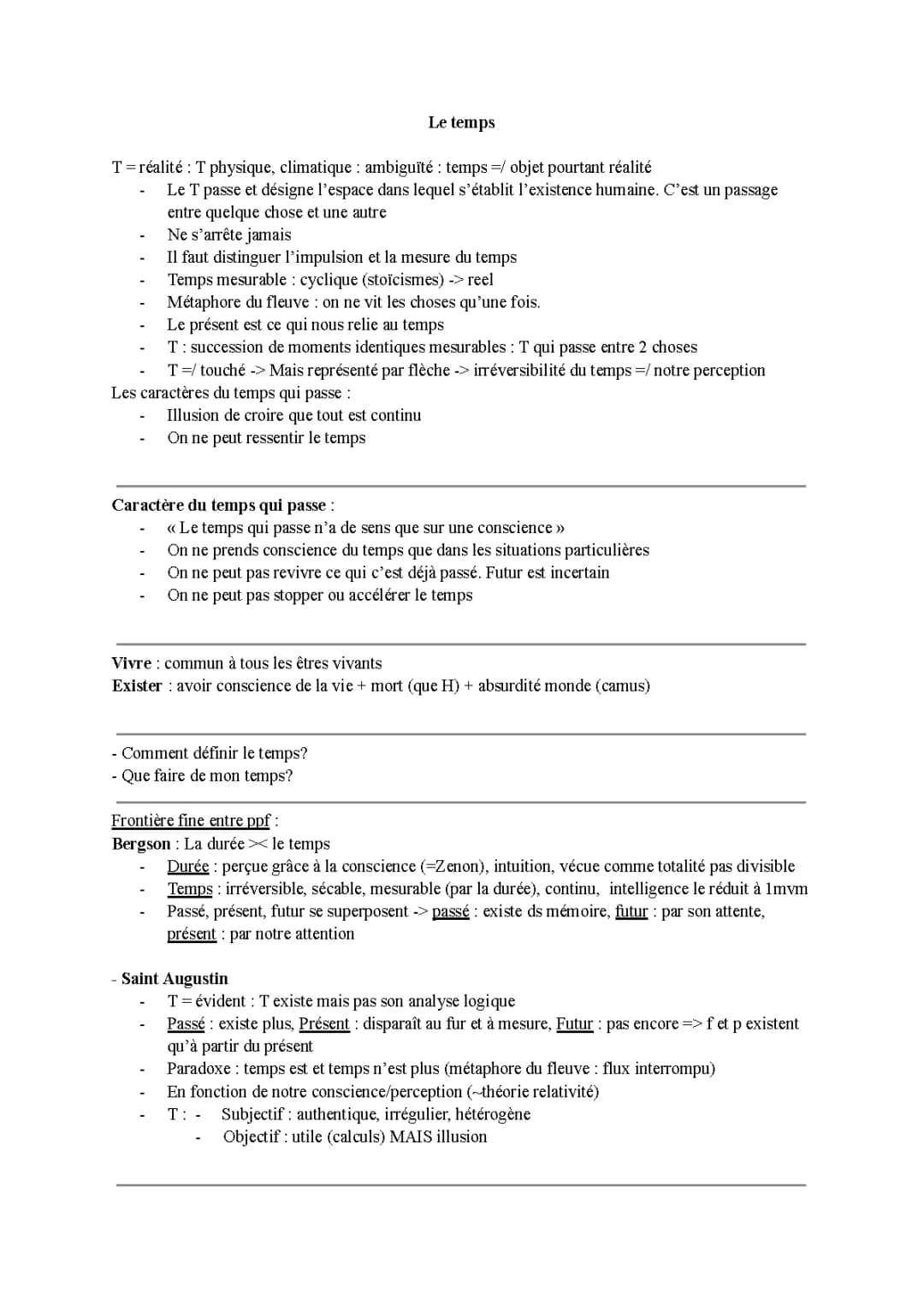 Cours de Philosophie sur le Temps PDF - Terminale: Fiche et Dissertation Philo