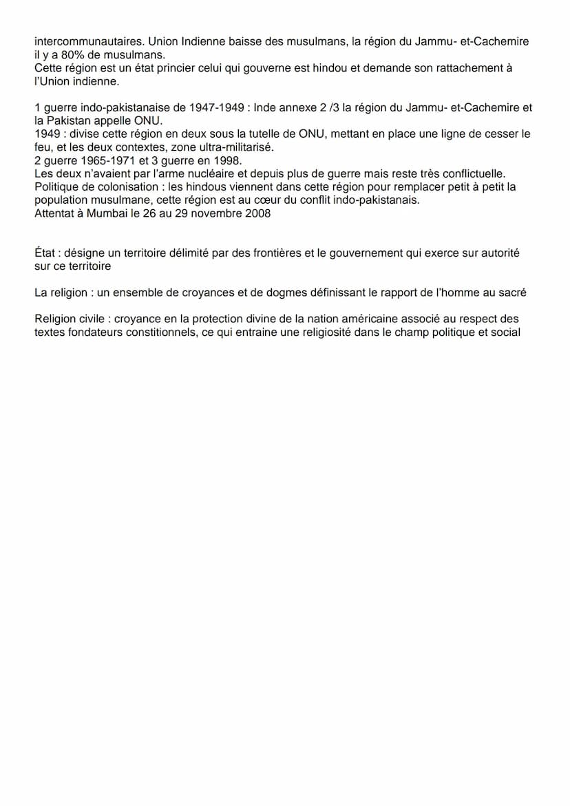 Thème 5 - Analyser les relations entre les États et la religion
Les libertés religieuses dans le monde :
- l'AED: critères persécutions + di