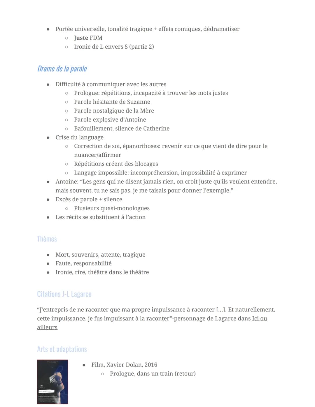 Crise: moment décisif et périlleux
Arguments + Exemples
Drame intime de Louis
Monodrame de Louis (drame intime de L)
Revenu voir les siens a