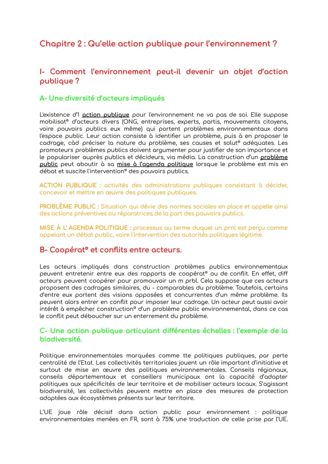 Chapitre 2 : Qu'elle action publique pour l'environnement ?
- Comment l'environnement peut-il devenir un objet d'action
publique ?
A- Une di