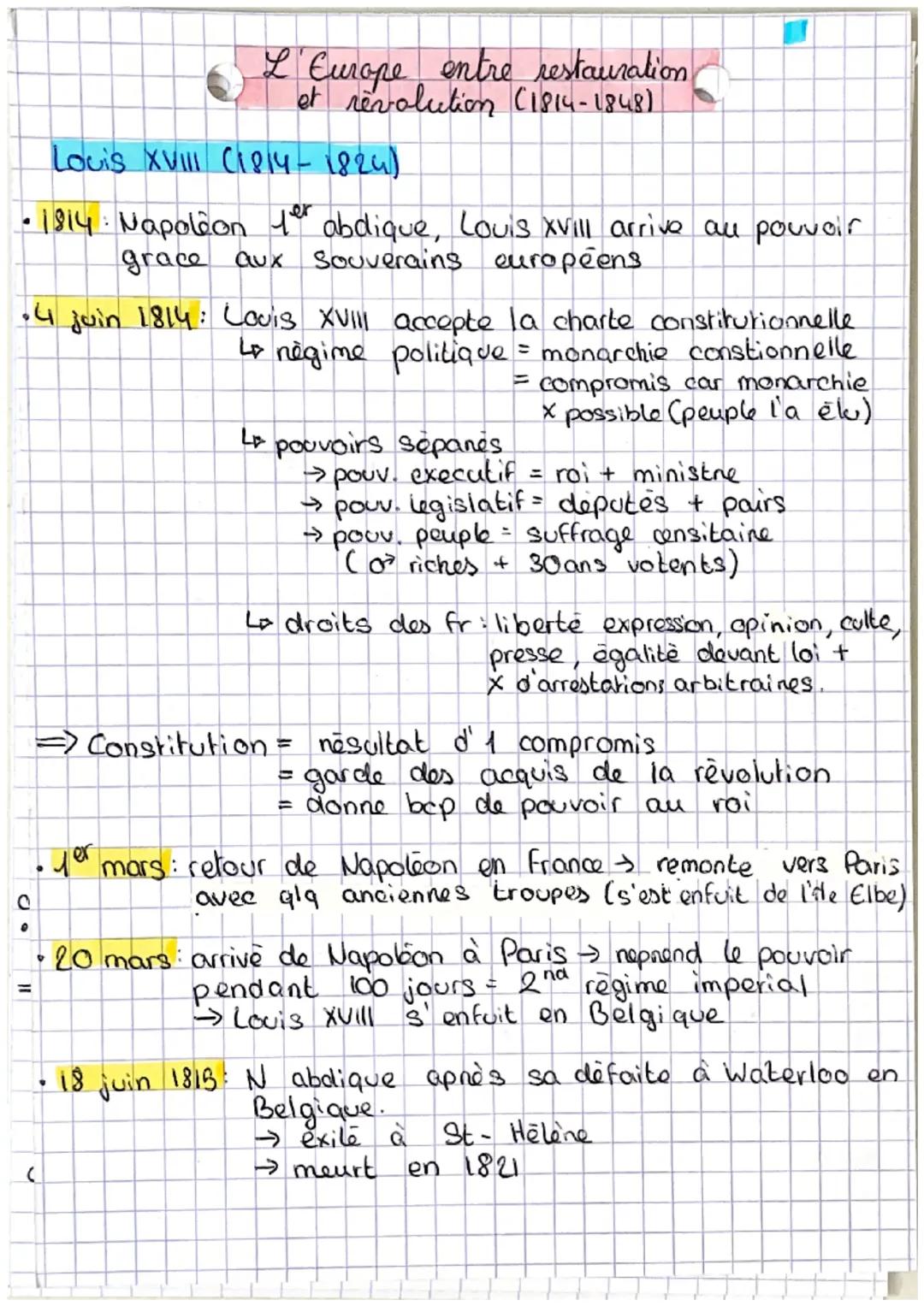 1814-1848 l'Europe entre Chap 2 Hist
restoration et revolution

Dates importantes:

auvil 1814 Abdication de Napoléon fer
fer mars Reteur de