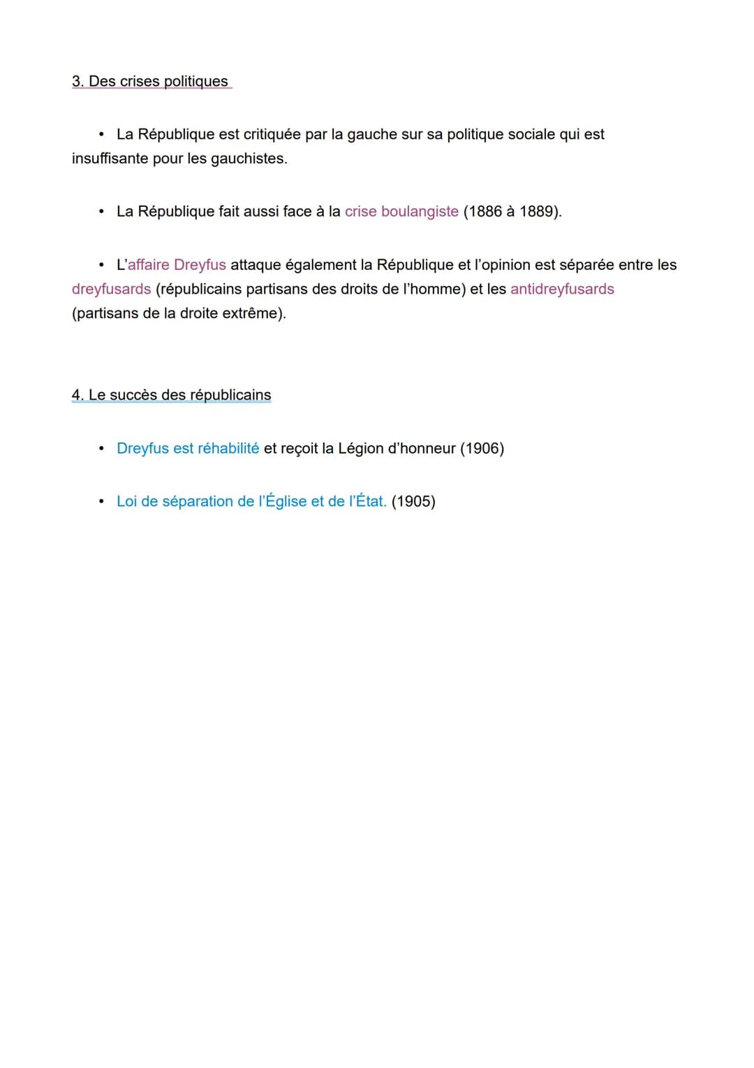 La mise en œuvre du projet républicain
1. Entre monarchie et République
• Thiers, démissionne en 1873 car il n'est pas d'accord avec l'Assem