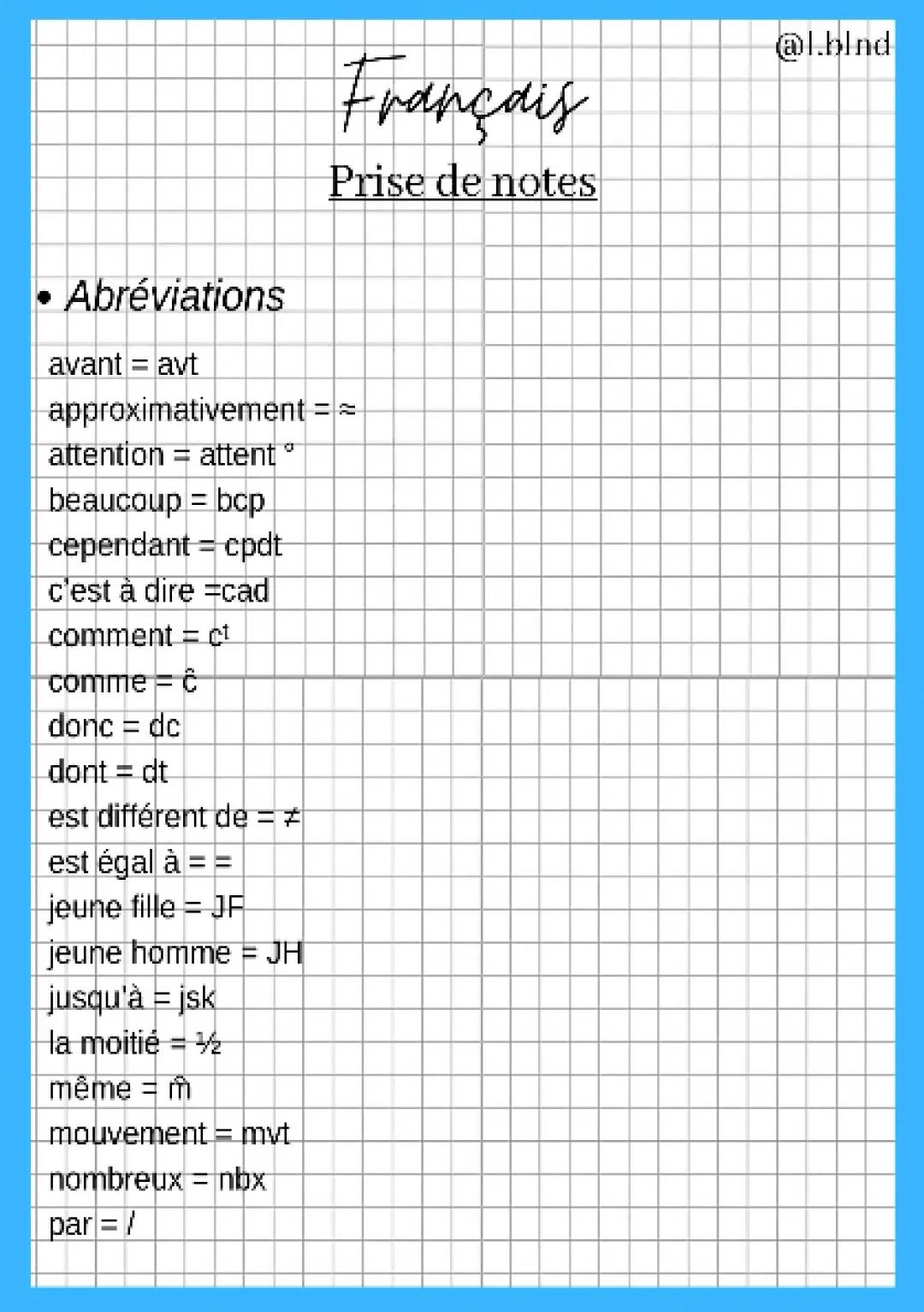 Français : Prise de notes