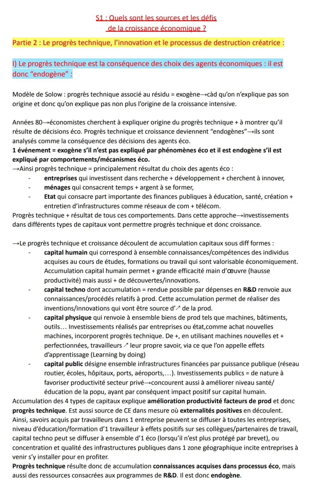 Le progrès technique, l’innovation et le processus de destruction créatrice