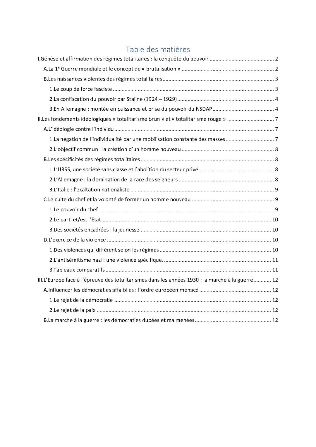 La montée des régimes totalitaires en Europe : résumé et contrôle corrigé des années 1919 à 1939