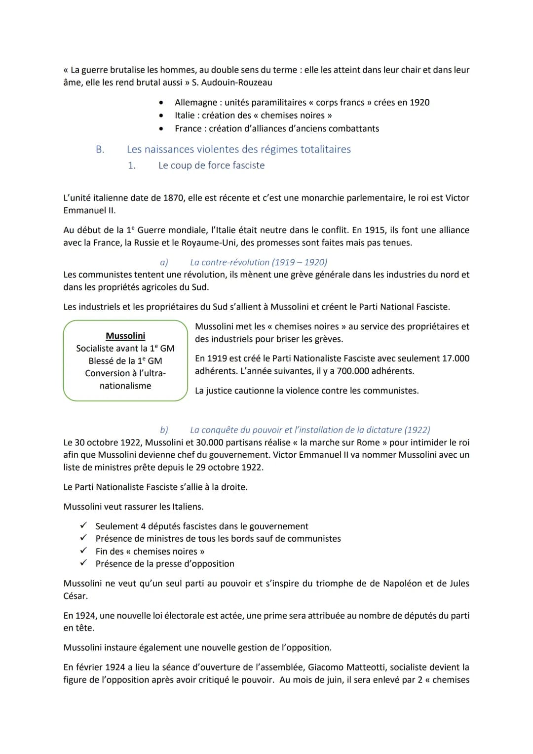 Table des matières
I.Génèse et affirmation des régimes totalitaires : la conquête du pouvoir
A.La 1e Guerre mondiale et le concept de « brut