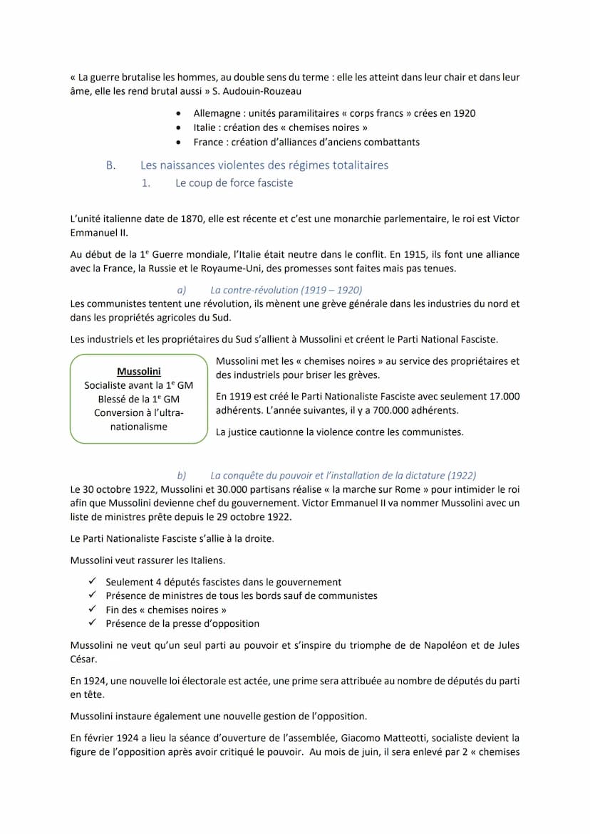 Table des matières
I.Génèse et affirmation des régimes totalitaires : la conquête du pouvoir
A.La 1e Guerre mondiale et le concept de « brut