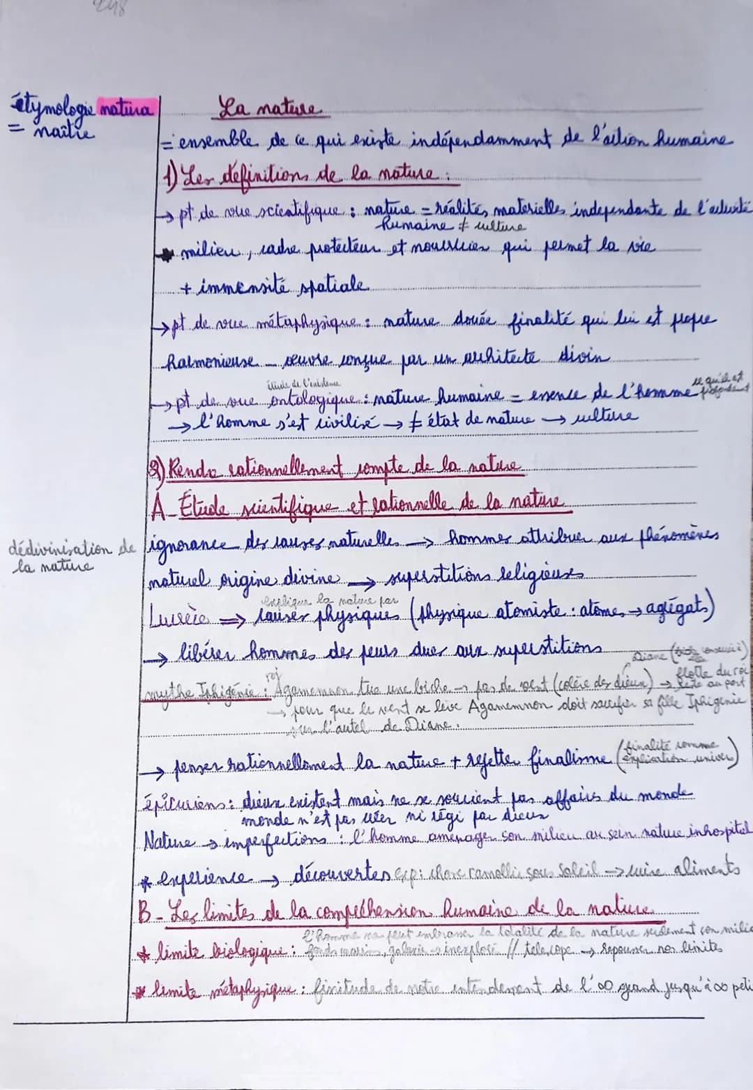 étymologie natura/
= maître
La nature
='ensemble de ce qui existe indépendamment de l'action humaine
1) Les definition de la nature.
- pt de