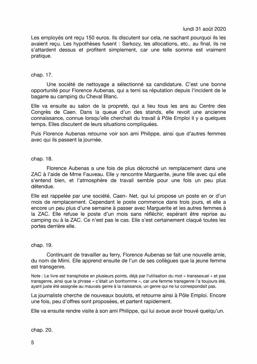 lundi 31 août 2020
Fiche de lecture ; Le quai de Ouistreham, Florence
Aubenas
Perle Fainas-Martin
Florence Aubenas est journaliste. Elle a d