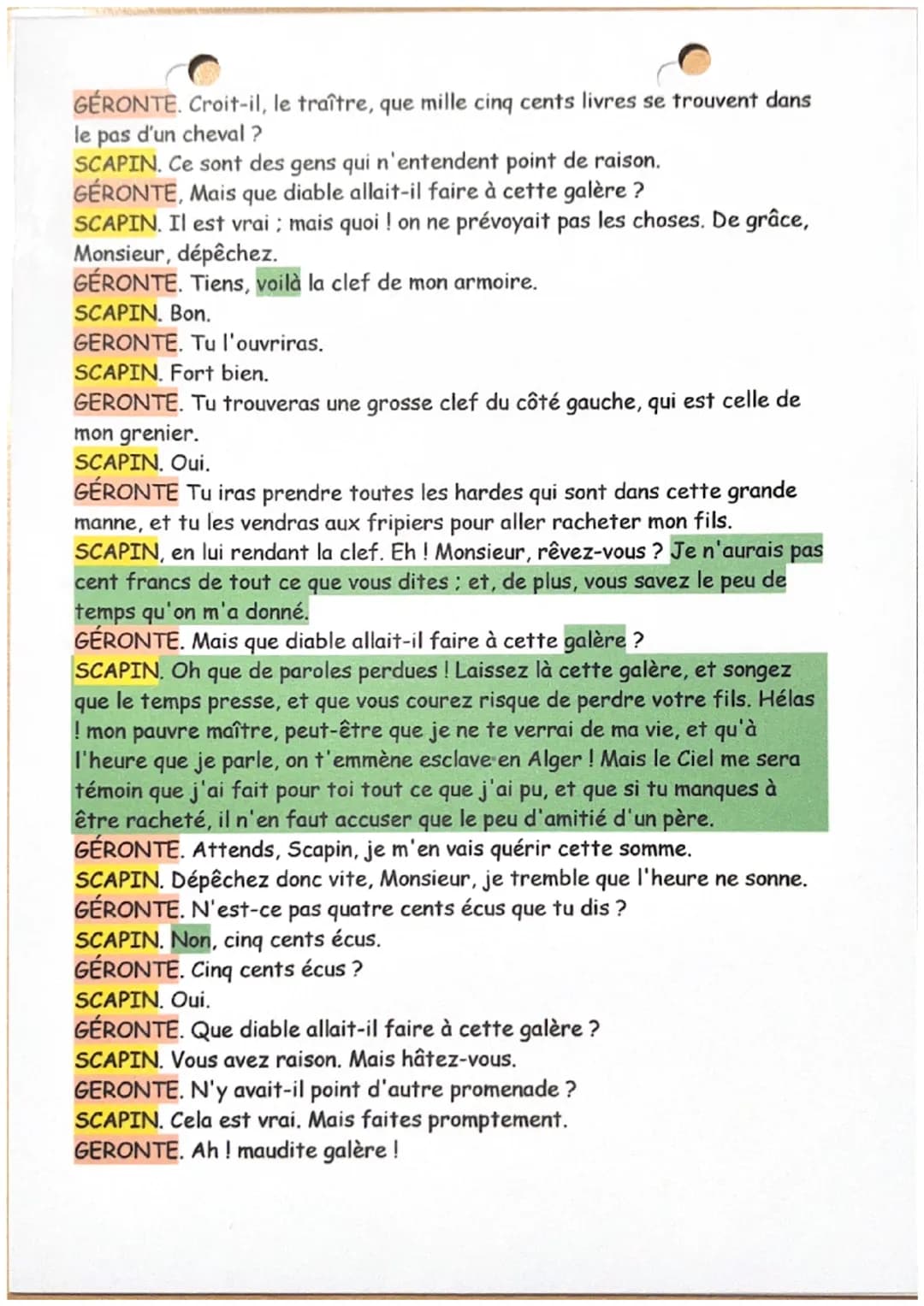 ACTE 2, SCENE 7
Molière
Scapin, géronte
SCAPIN, feignant de ne pas voir Géronte. Ô Ciel ! ô disgrâce imprévue ! ô
misérable père ! Pauvre Gé