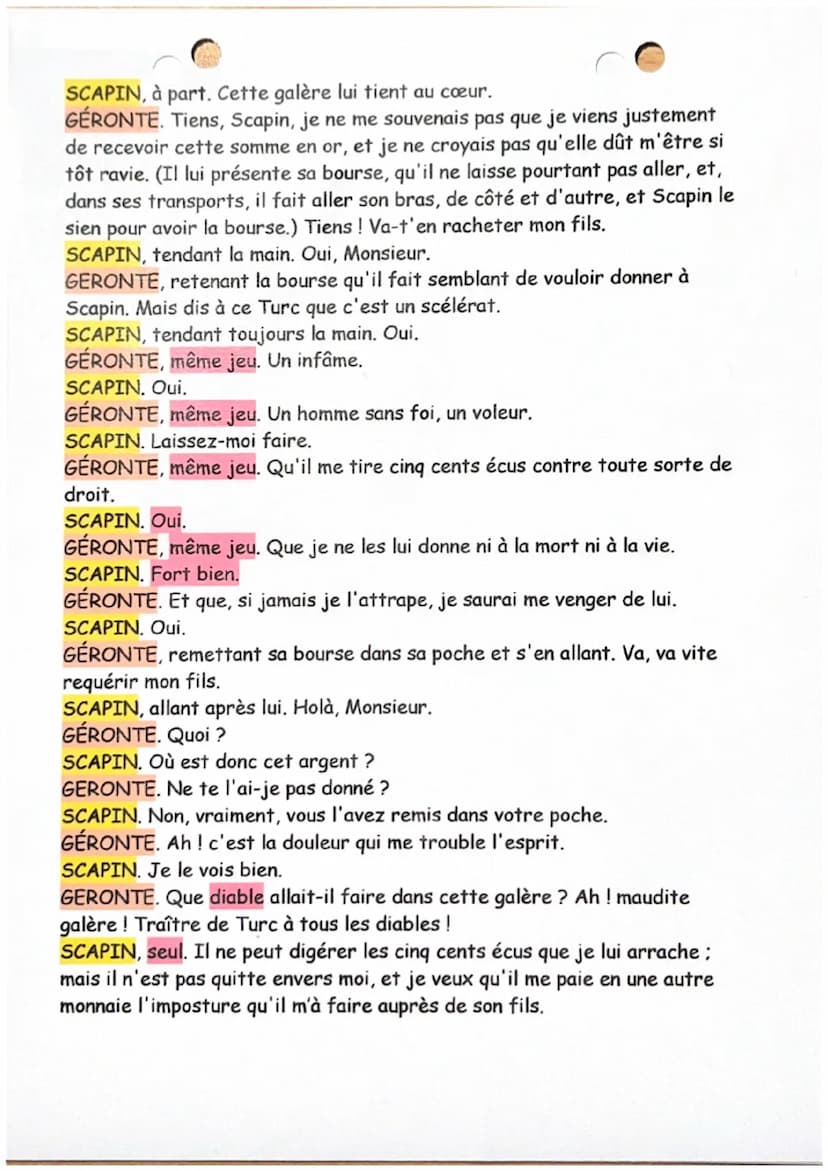 ACTE 2, SCENE 7
Molière
Scapin, géronte
SCAPIN, feignant de ne pas voir Géronte. Ô Ciel ! ô disgrâce imprévue ! ô
misérable père ! Pauvre Gé