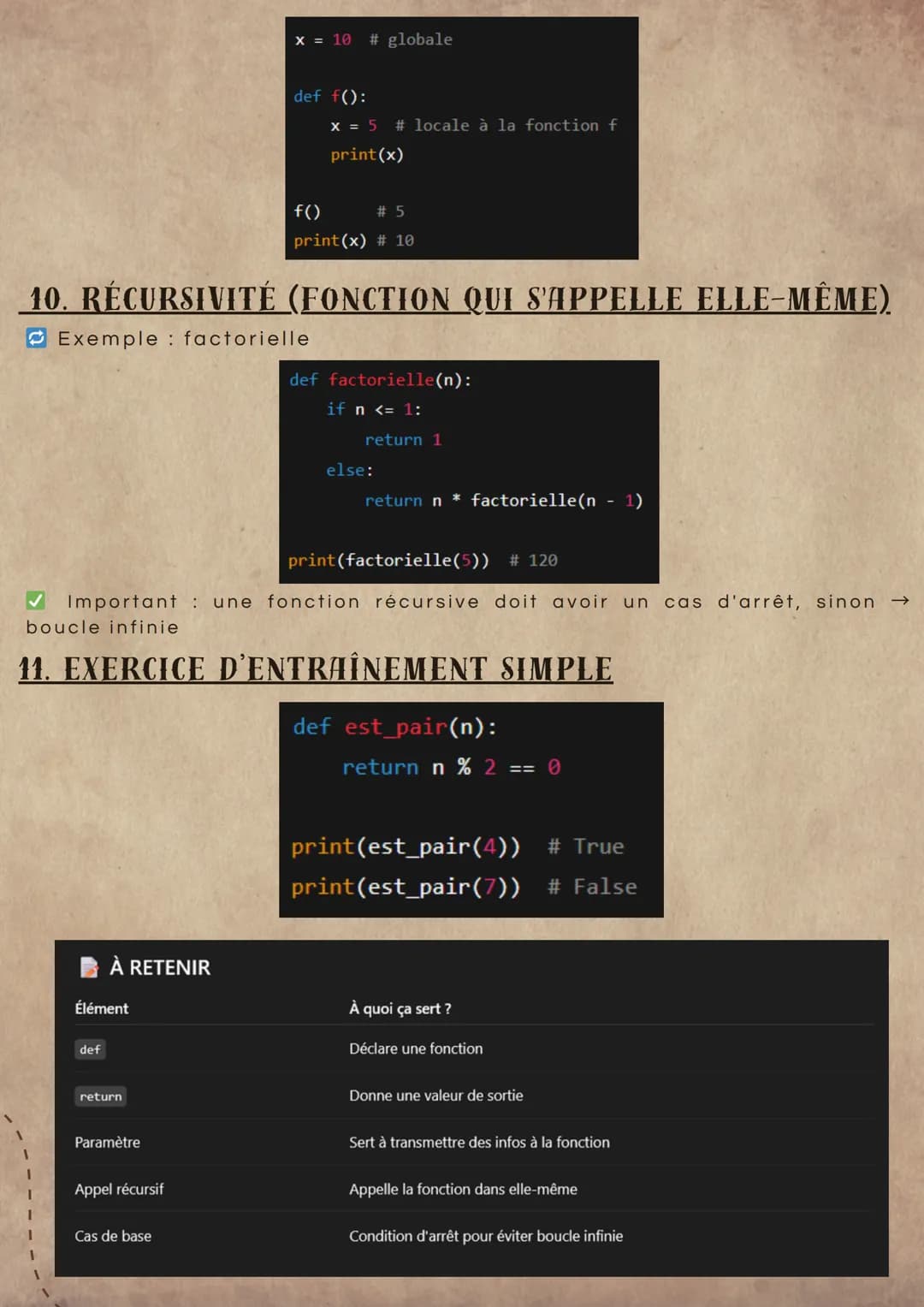 LES FONCTIONS EN PYTHON
1. DÉFINITION
Une fonction est un bloc de code réutilisable, qui effectue une tâche
précise.
Elle peut:
- prendre de