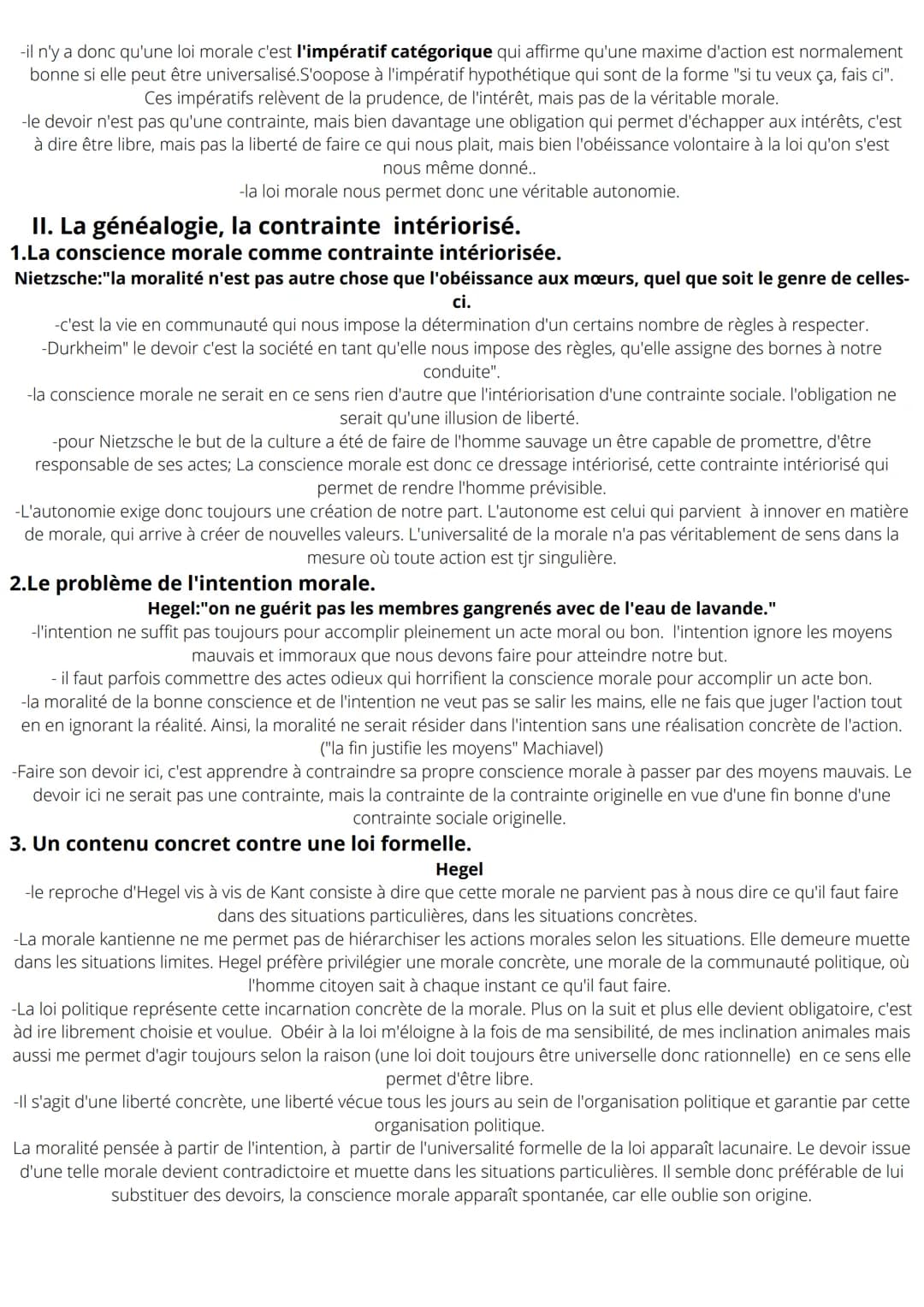 chapitre 5 : Le devoir n'est il qu'une
contrainte ?
Définition " le devoir" : - devoir moral (comment dois je agir vis à vis de mon prochain