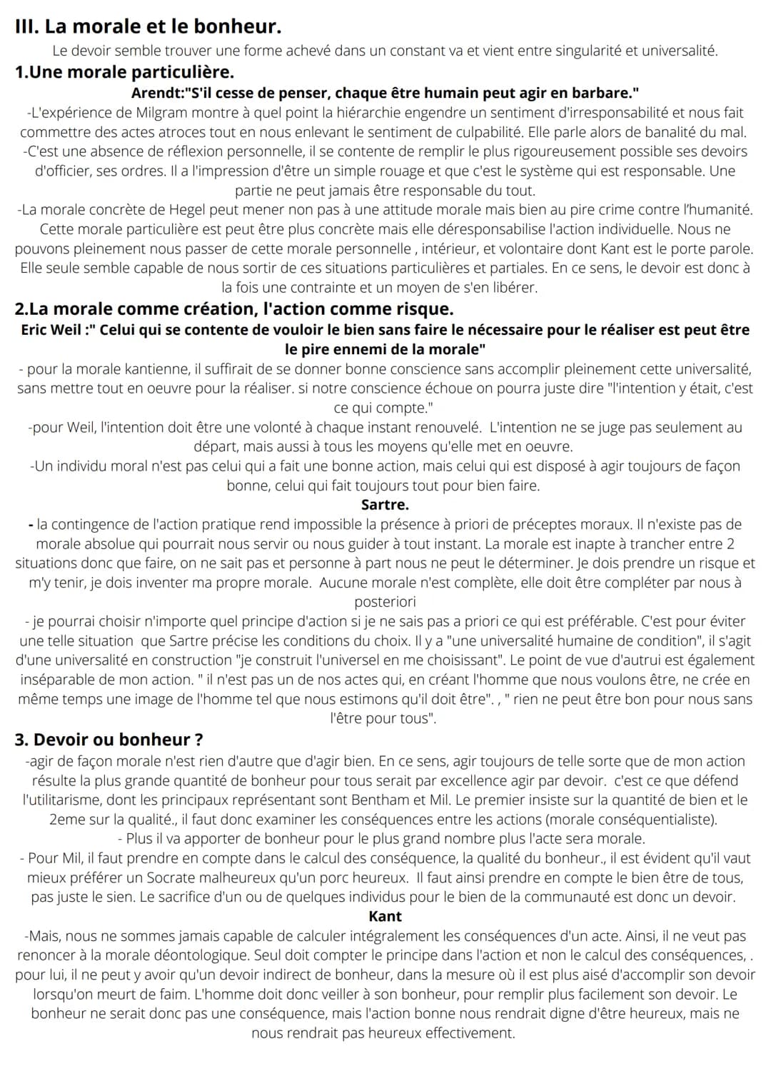 chapitre 5 : Le devoir n'est il qu'une
contrainte ?
Définition " le devoir" : - devoir moral (comment dois je agir vis à vis de mon prochain