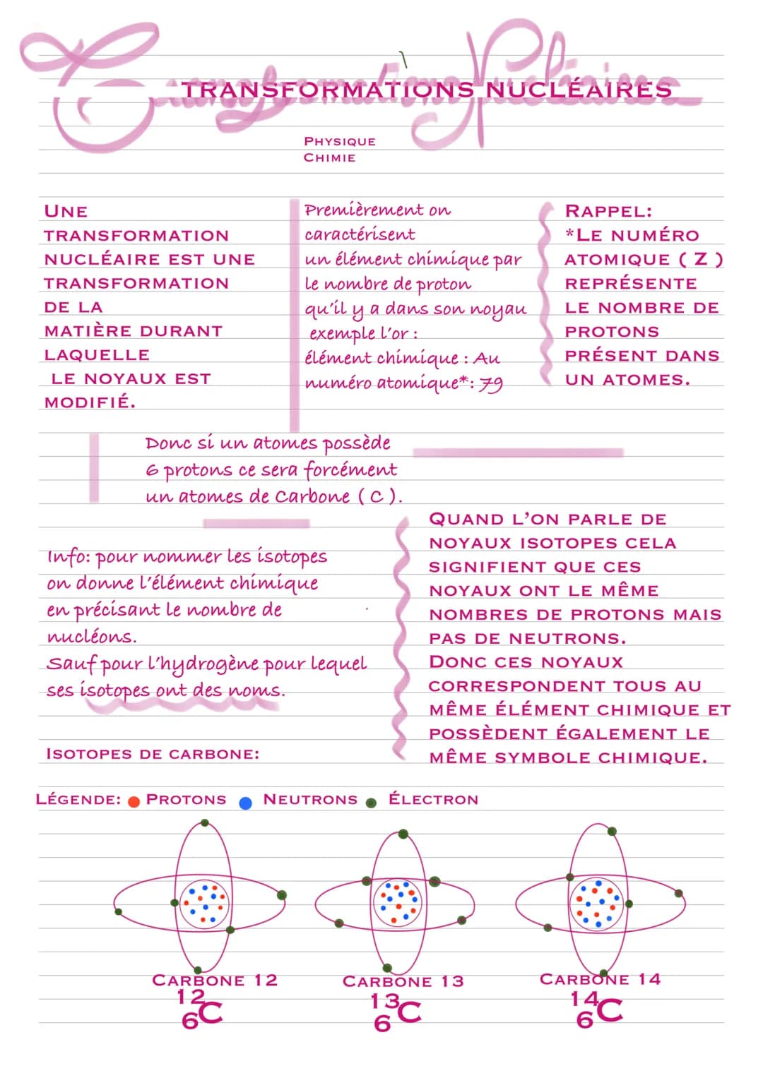 
<p>Une transformation nucléaire est une modification de la matière pendant laquelle le noyau est modifié. En physique-chimie, on caractéris