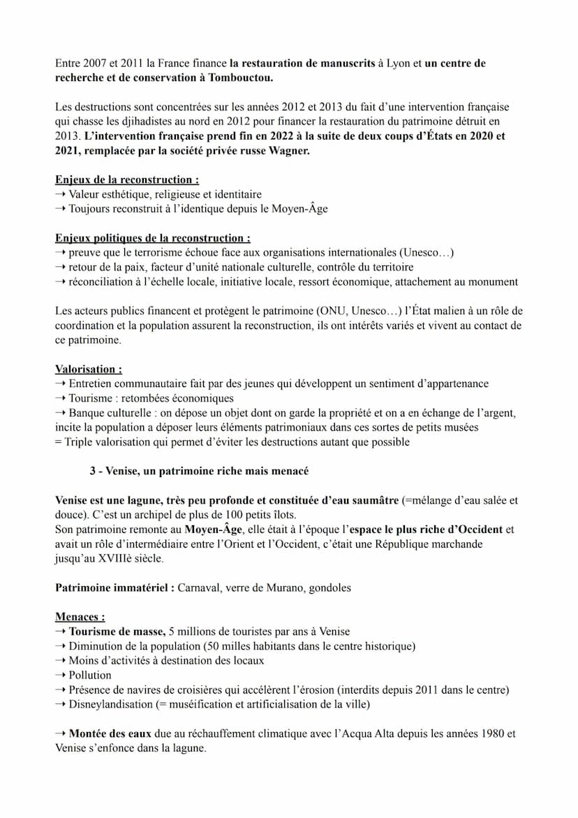 Thème 4 : Identifier, protéger et valoriser le patrimoine : enjeux géopolitiques
Chapitre introductif : la notion de patrimoine
Définition :