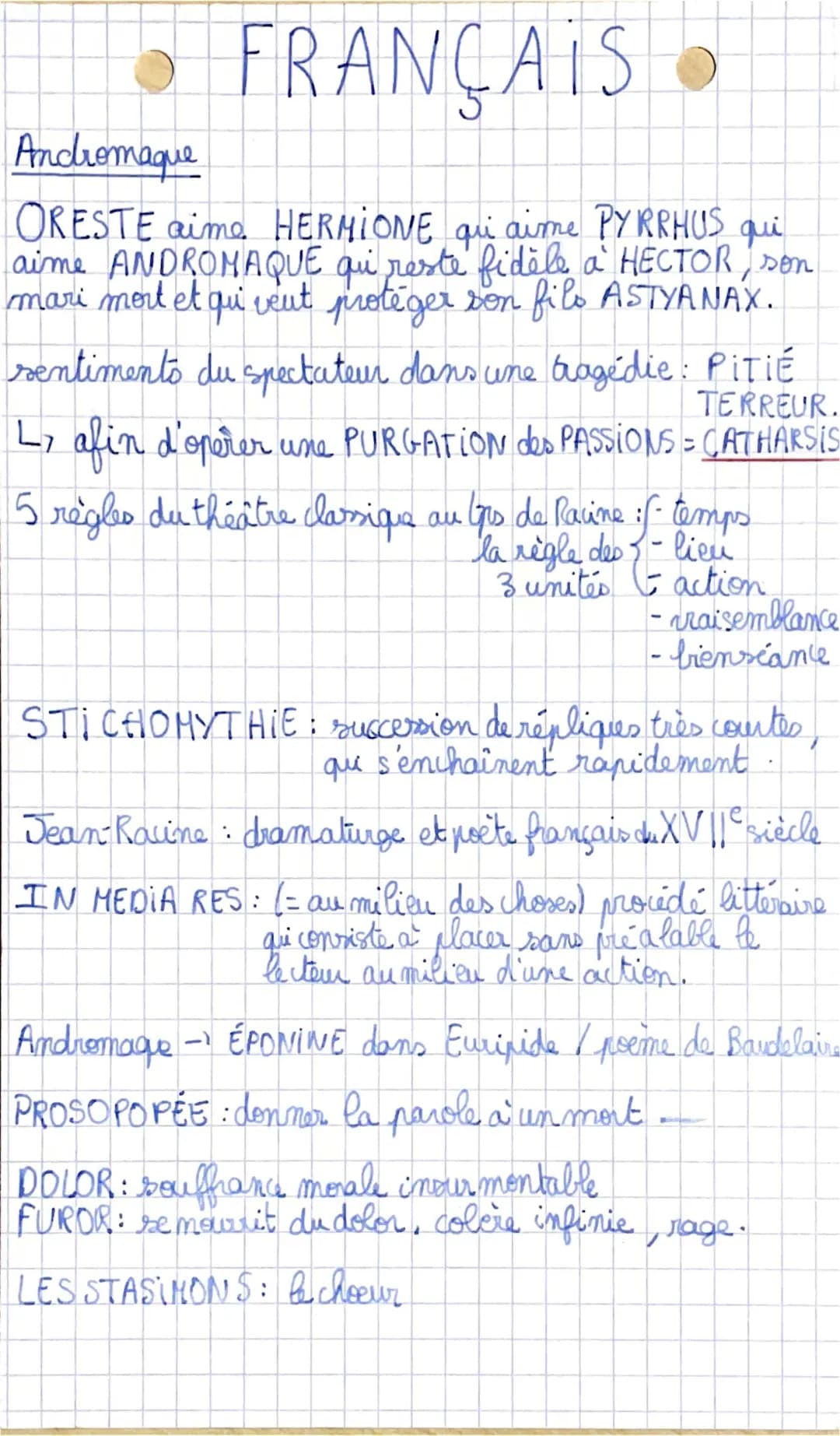 Andromaque résumé PDF et fiche de lecture - analyse des personnages et scènes