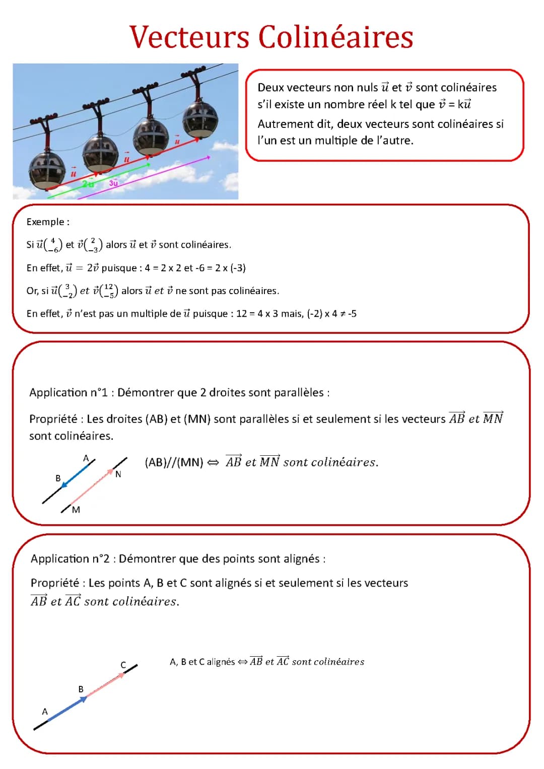 Vecteurs : Colinéarité 