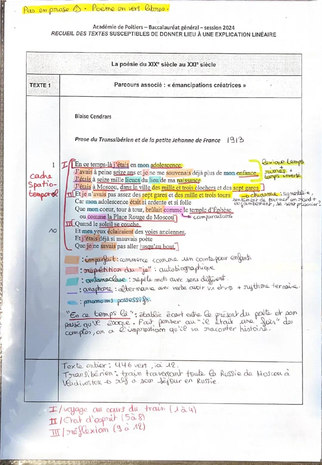 Pas en prose - Poeme en vers libres.
Académie de Poitiers - Baccalauréat général -session 2024
RECUEIL DES TEXTES SUSCEPTIBLES DE DONNER LIE