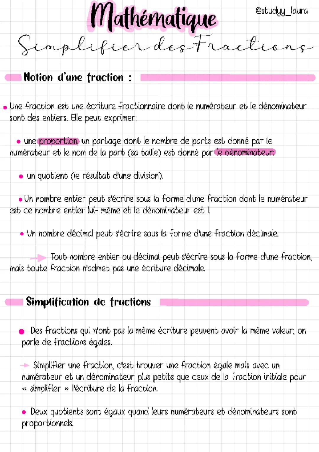 Fractions: définition, décomposition et encadrement