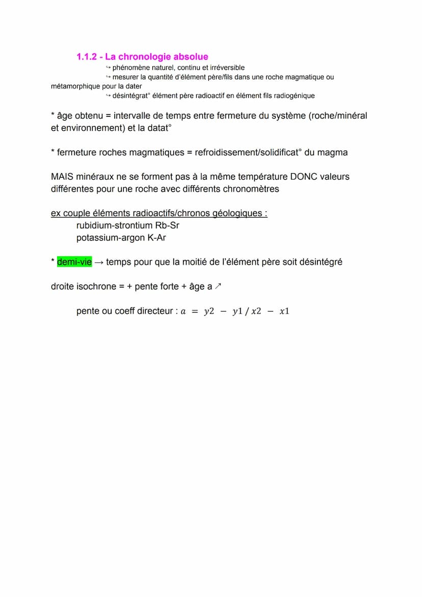 THÈME 1: À LA RECHERCHE DU PASSÉ GÉOLOGIQUE DE NOTRE
PLANÈTE
1.1 - Le temps et les roches
2 types de chronologie :
chronologie relative → da