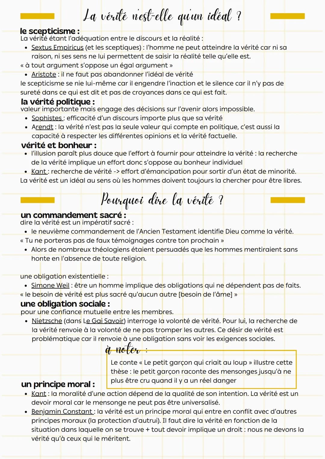 Philosophie
définitions:
La vérité
Adéquation entre le discours et la réalité
• réel: qqch qui existe en dehors de nous, dont l'existence es