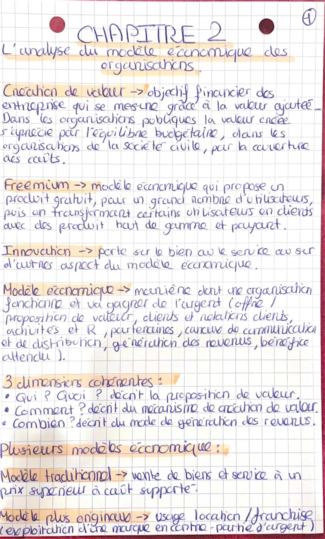 Chapitre 2 : Modèle Économique STMG | Bac Management 2022 et 2023