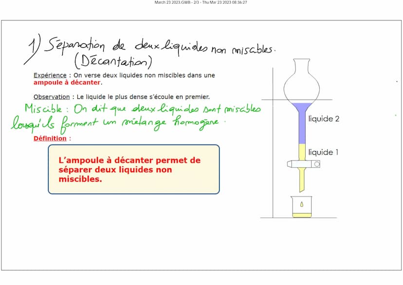 March 23 2023.GWB 1/3 - Thu Mar 23 2023 08:09:09
Mélanges
Hétérogènes
Ear + Sable (lig_Solite)
Ear + huile (liq-lig)
Homogenes
La décontatio