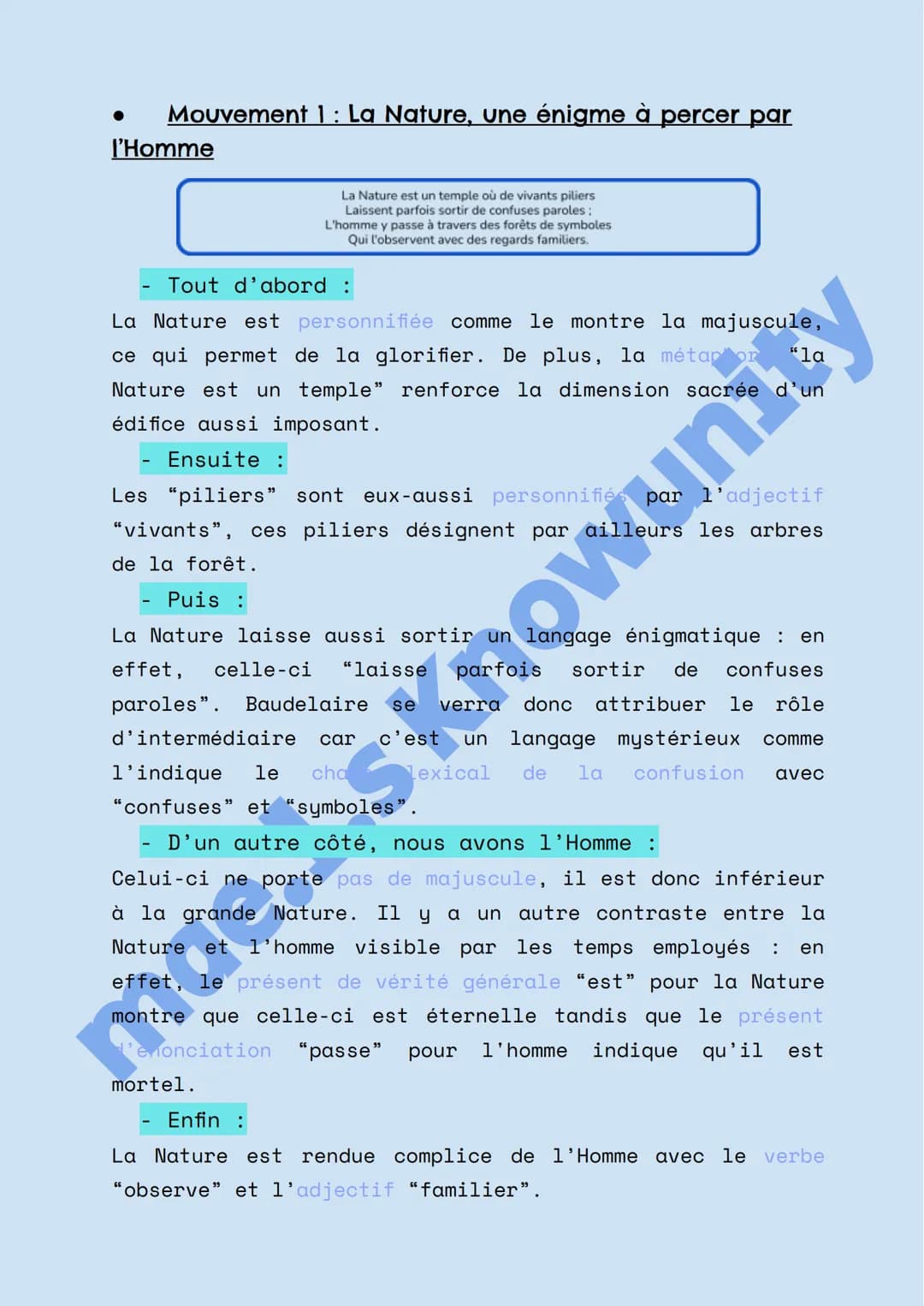 Texte 2 - Correspondances de Charles Baudelaire
La Nature est un temple où de vivants piliers
Laissent parfois sortir de confuses paroles ;
