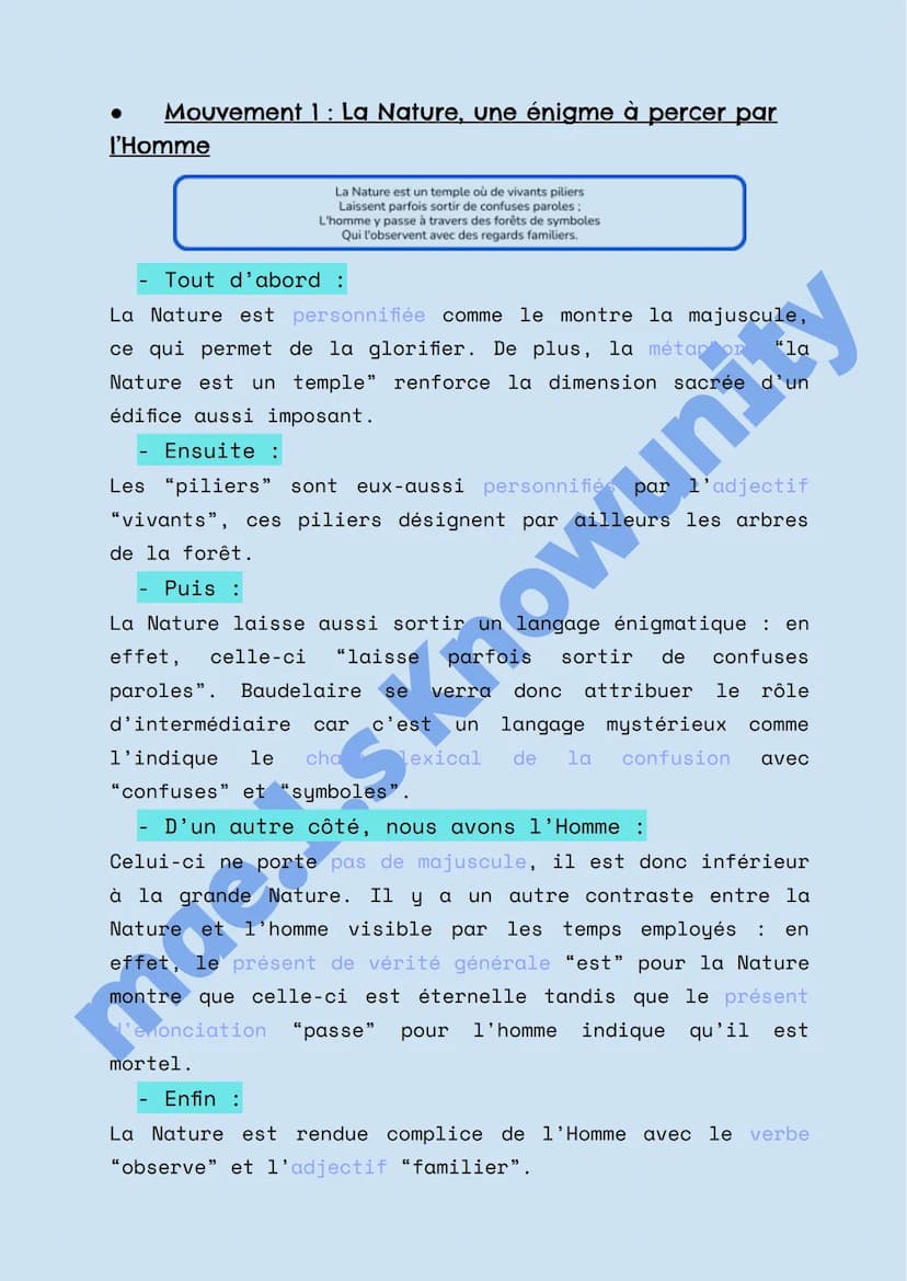Texte 2 - Correspondances de Charles Baudelaire
La Nature est un temple où de vivants piliers
Laissent parfois sortir de confuses paroles ;

