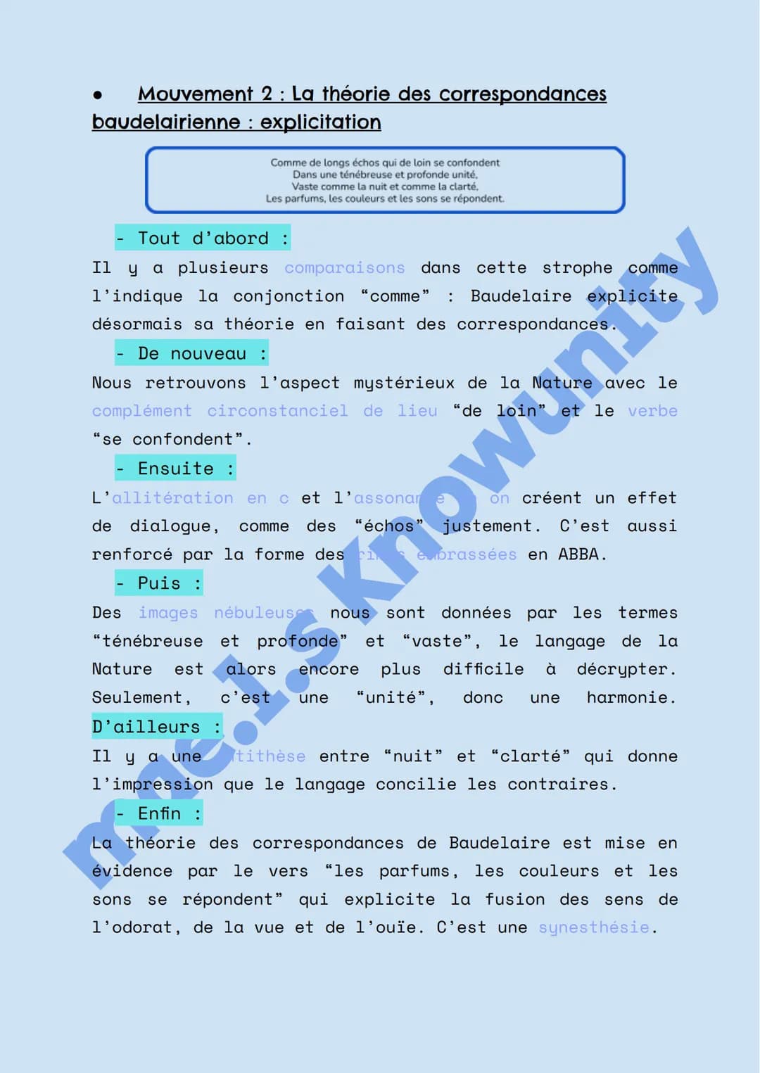Texte 2 - Correspondances de Charles Baudelaire
La Nature est un temple où de vivants piliers
Laissent parfois sortir de confuses paroles ;
