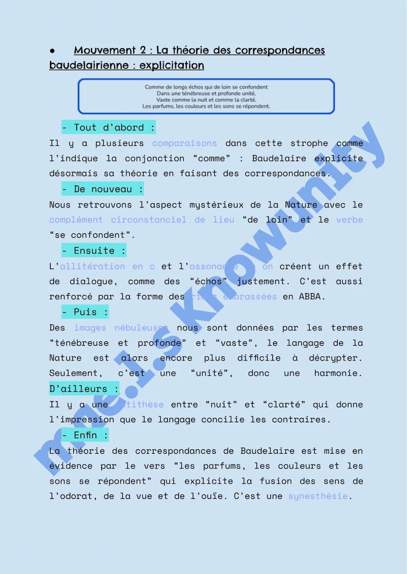 Texte 2 - Correspondances de Charles Baudelaire
La Nature est un temple où de vivants piliers
Laissent parfois sortir de confuses paroles ;
