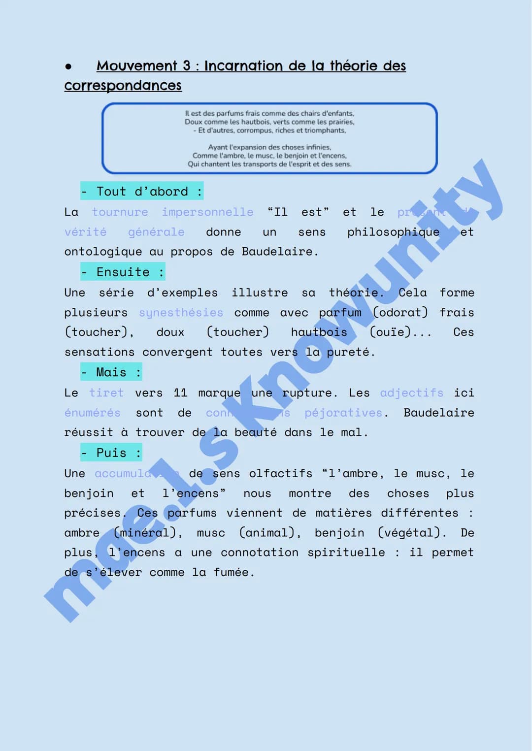 Texte 2 - Correspondances de Charles Baudelaire
La Nature est un temple où de vivants piliers
Laissent parfois sortir de confuses paroles ;
