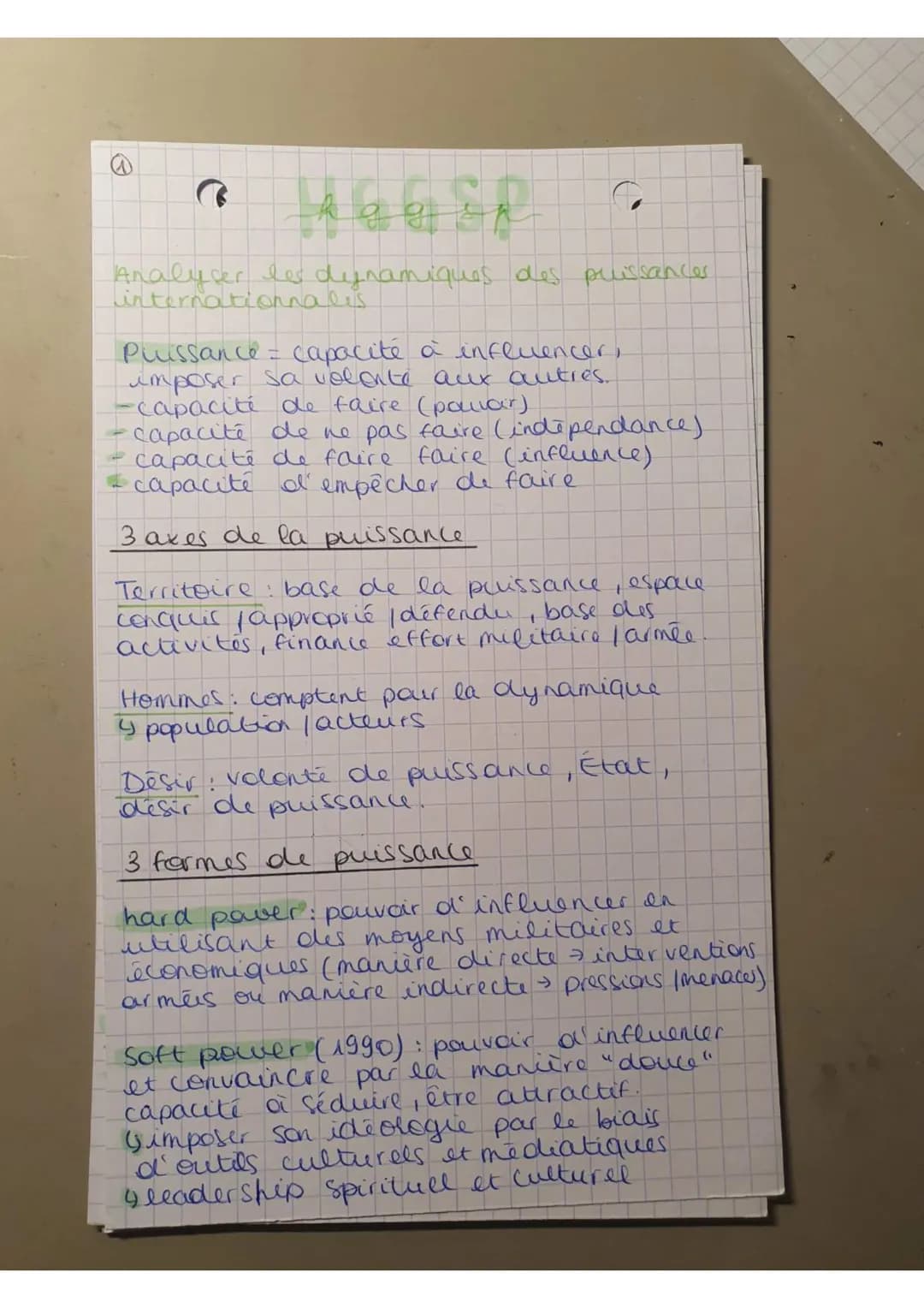 HEESP
k
Analyser les dynamiques des puissances.
internationales.
G
C
Puissance = capacité à influencer,
imposer sa volonté aux autres.
-capa