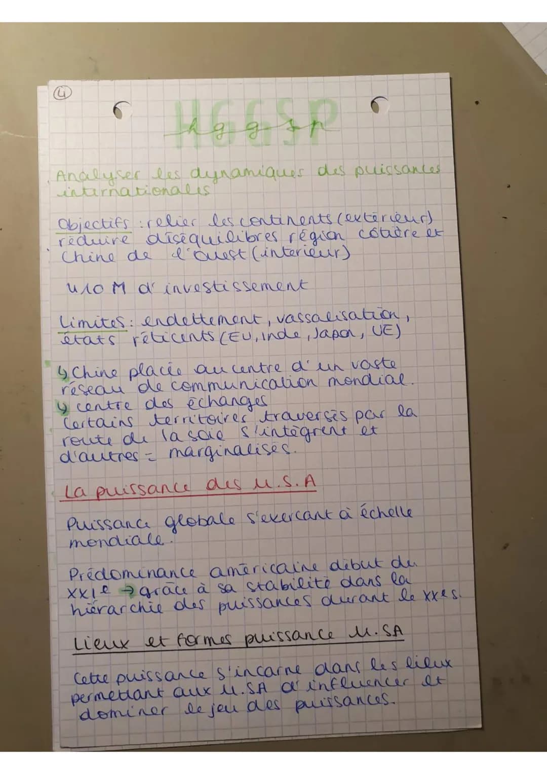 HEESP
k
Analyser les dynamiques des puissances.
internationales.
G
C
Puissance = capacité à influencer,
imposer sa volonté aux autres.
-capa