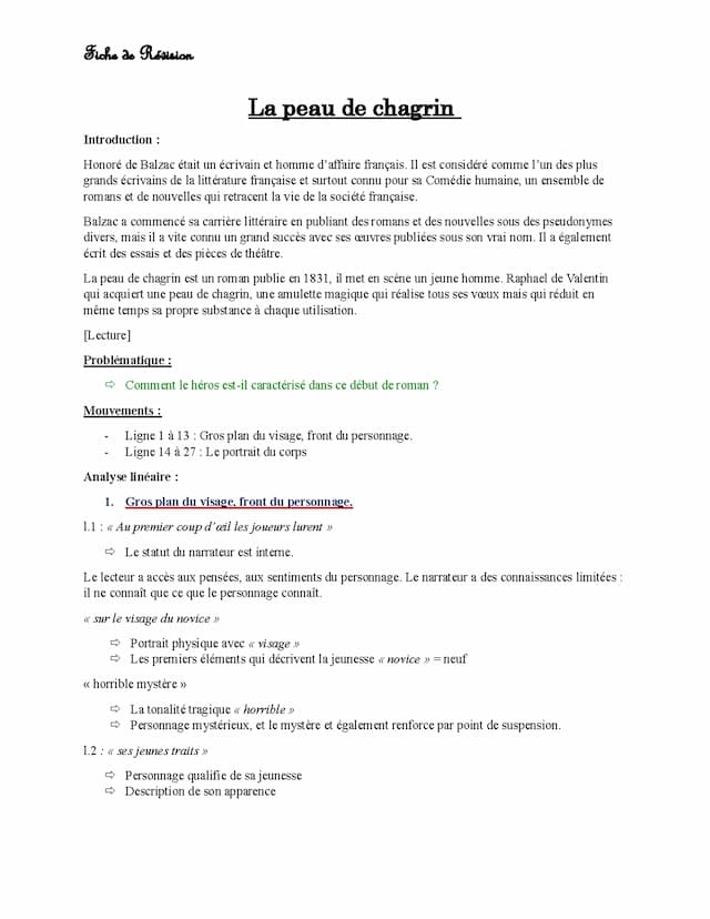 Know Analyse linéaire: La peau de chagrin-texte 1 thumbnail