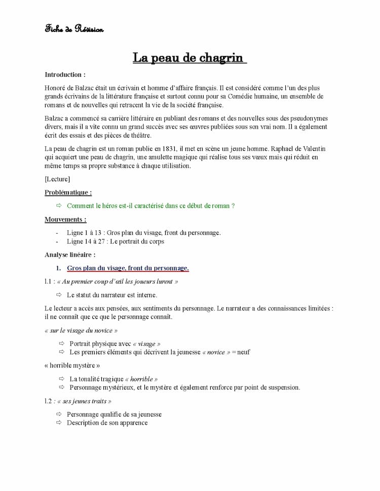 Know Analyse linéaire: La peau de chagrin-texte 1 thumbnail