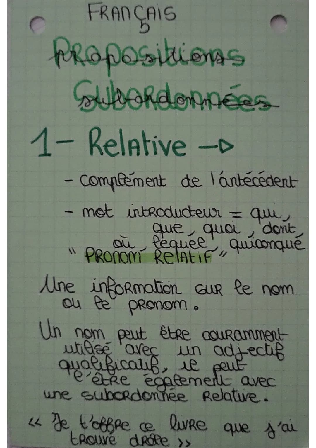 Propositions subordonnées - français (brevet)